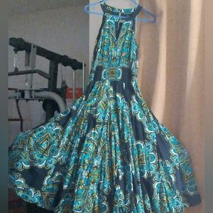 Paisley Blue, Yellow, and White Gown/Dress, and Great For Vienese Waltz!